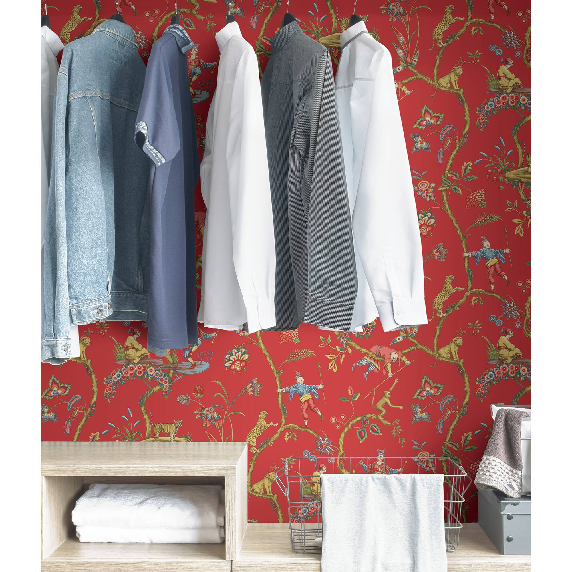 Wallpops Tomato Chinoise Exotique Scalamandre Self Adhesive Wallpaper